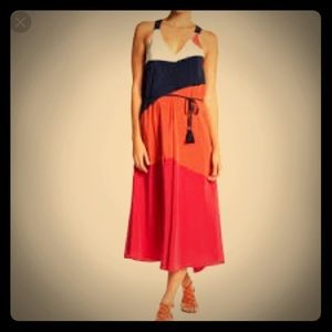 Tory Burch Marguerite Colorblock Silk Dress